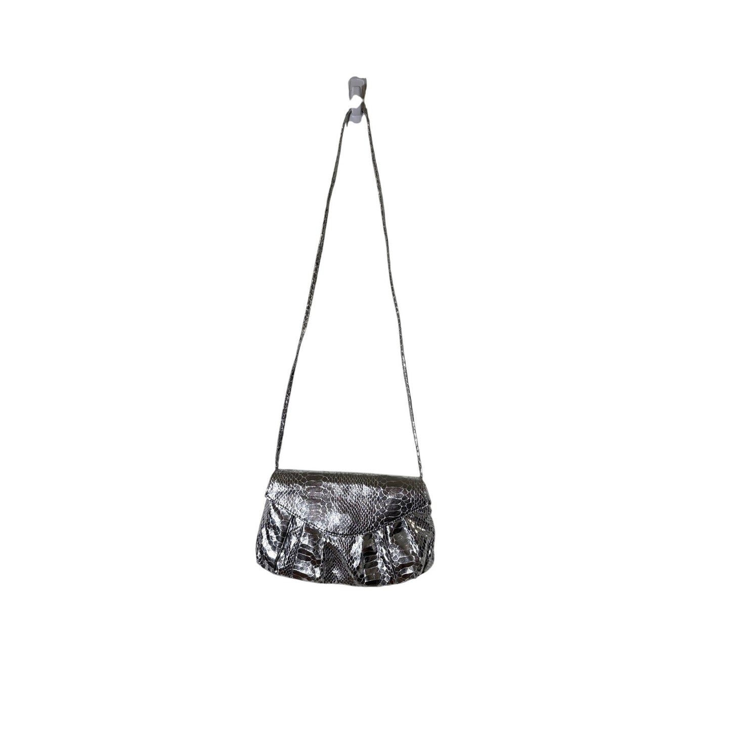 Carlos Falchi Silver Snake Skin Crossboy bag/Clutch Purse Sz 10"x6"