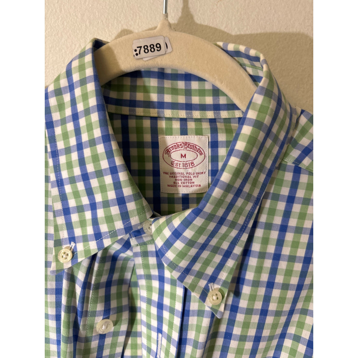 Mens Brooks Brothers Blue and Green Plaid Button Up Long Sleeve Shrt Sz M