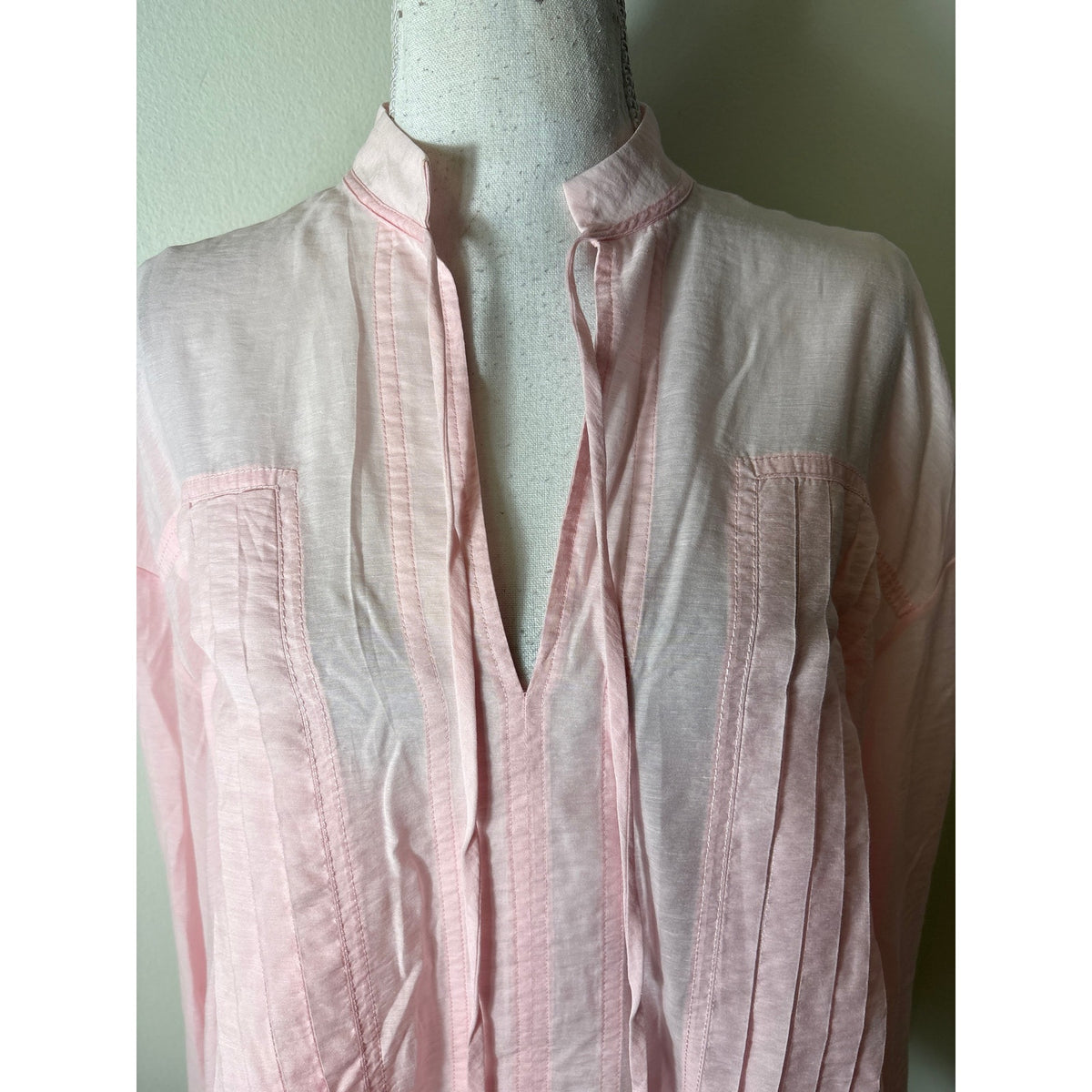 Lee Mathews Pink Front Pleat Hi Low Hem Long Sleeve Shirt Sz 0