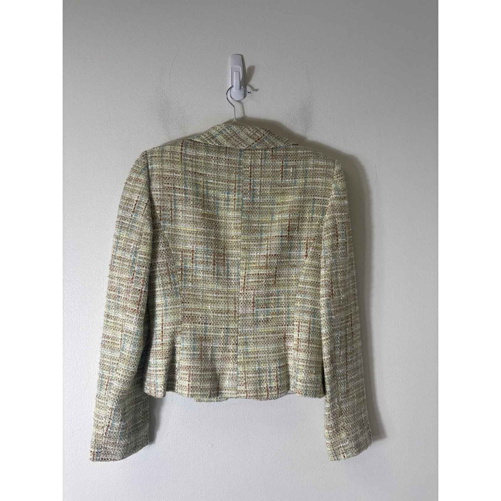 Tahari Light Green&Brown Tweed Skirt Suit Sz 4