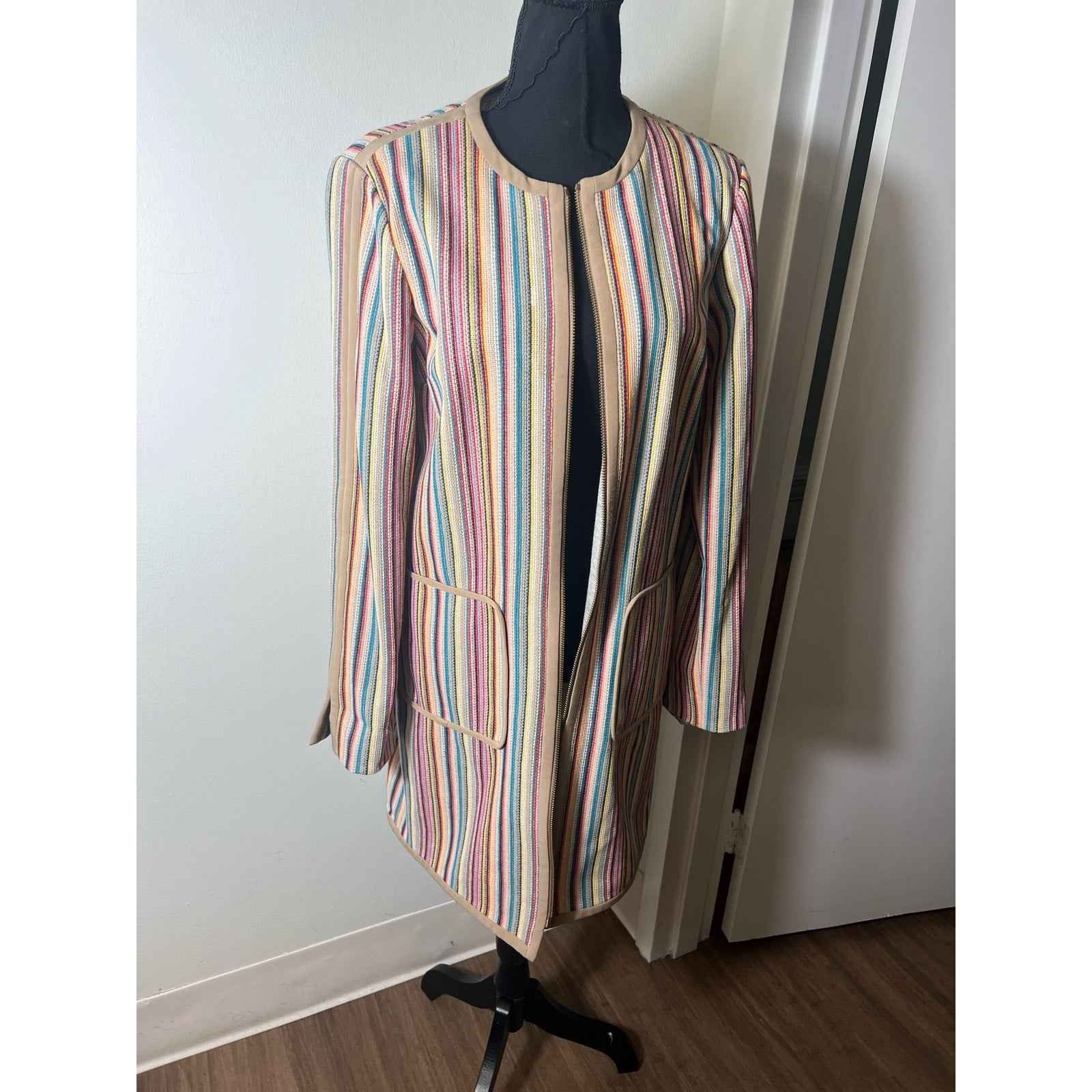 W by Worth Rainbow Zip Up Tunic Coat size 6