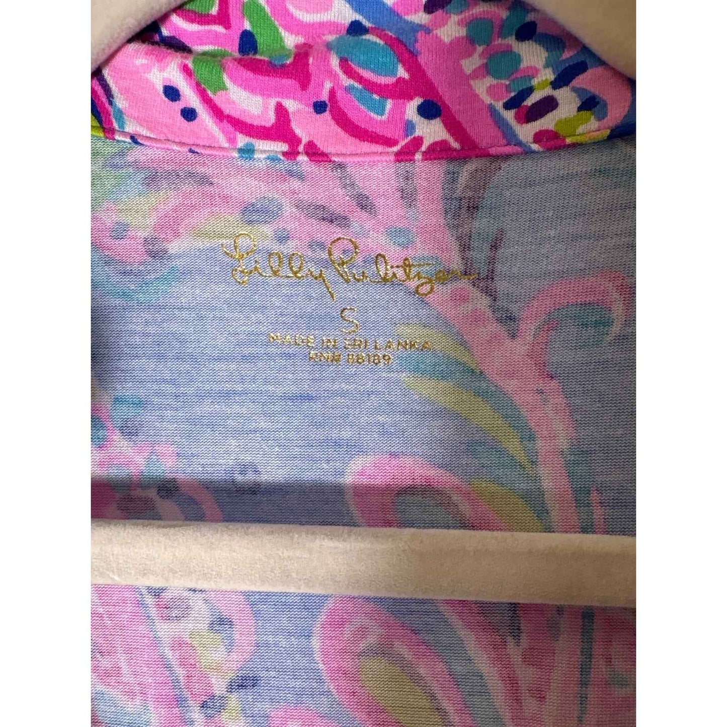 Lilly Pulitzer Blue/Pink Paisley Long Sleeve Button Up Top Sz S
