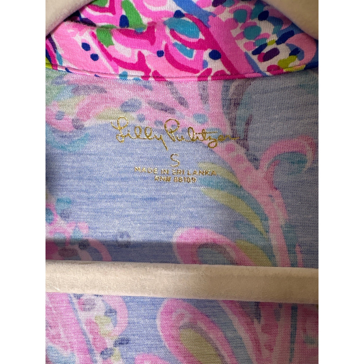 Lilly Pulitzer Blue/Pink Paisley Long Sleeve Button Up Top Sz S