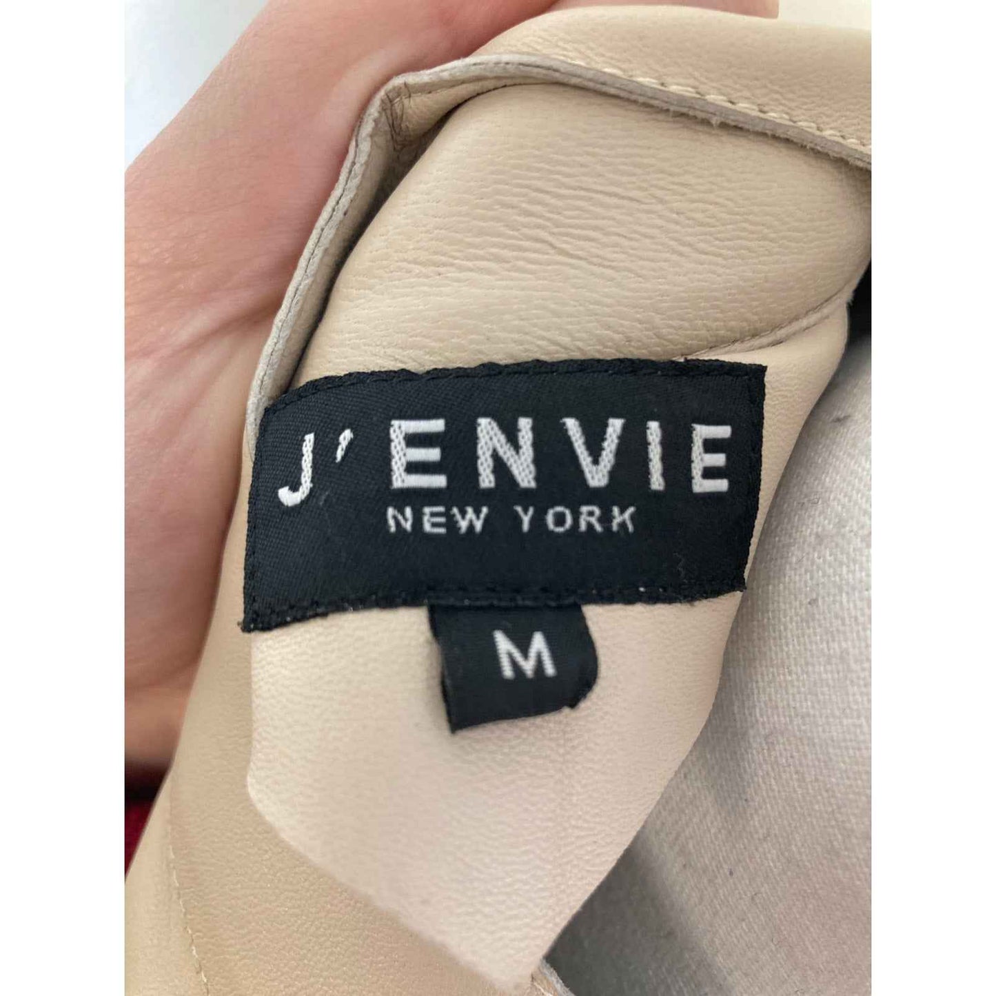 J'Envie Cream Genuine Leather Perforated Jacket Sz M