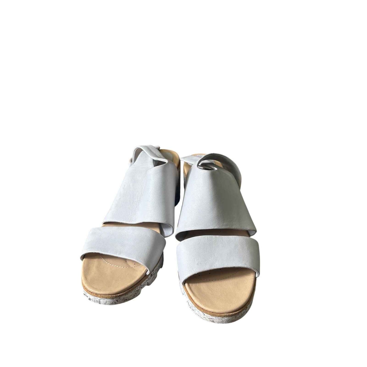 Clarks Gray Wedges w Back Ankle Buckle sz 9