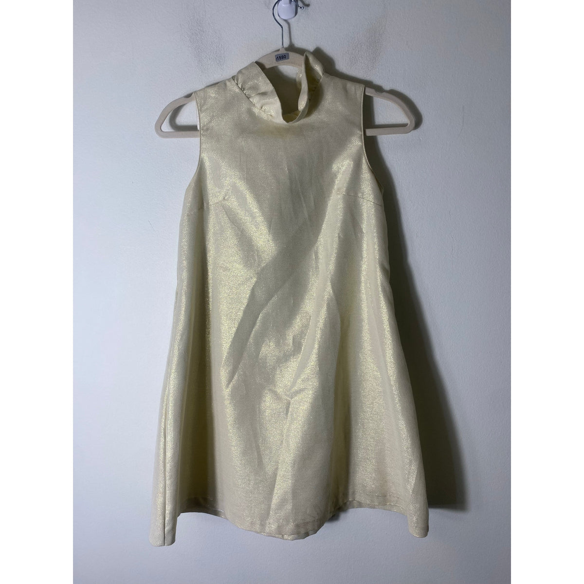 Girl's Gabby Yellow Shimmer Sleeveless Knee Length Trapeze Dress Sz 16