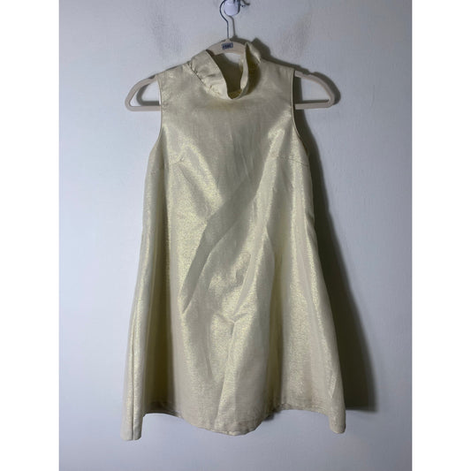 Girl's Gabby Yellow Shimmer Sleeveless Knee Length Trapeze Dress Sz 16