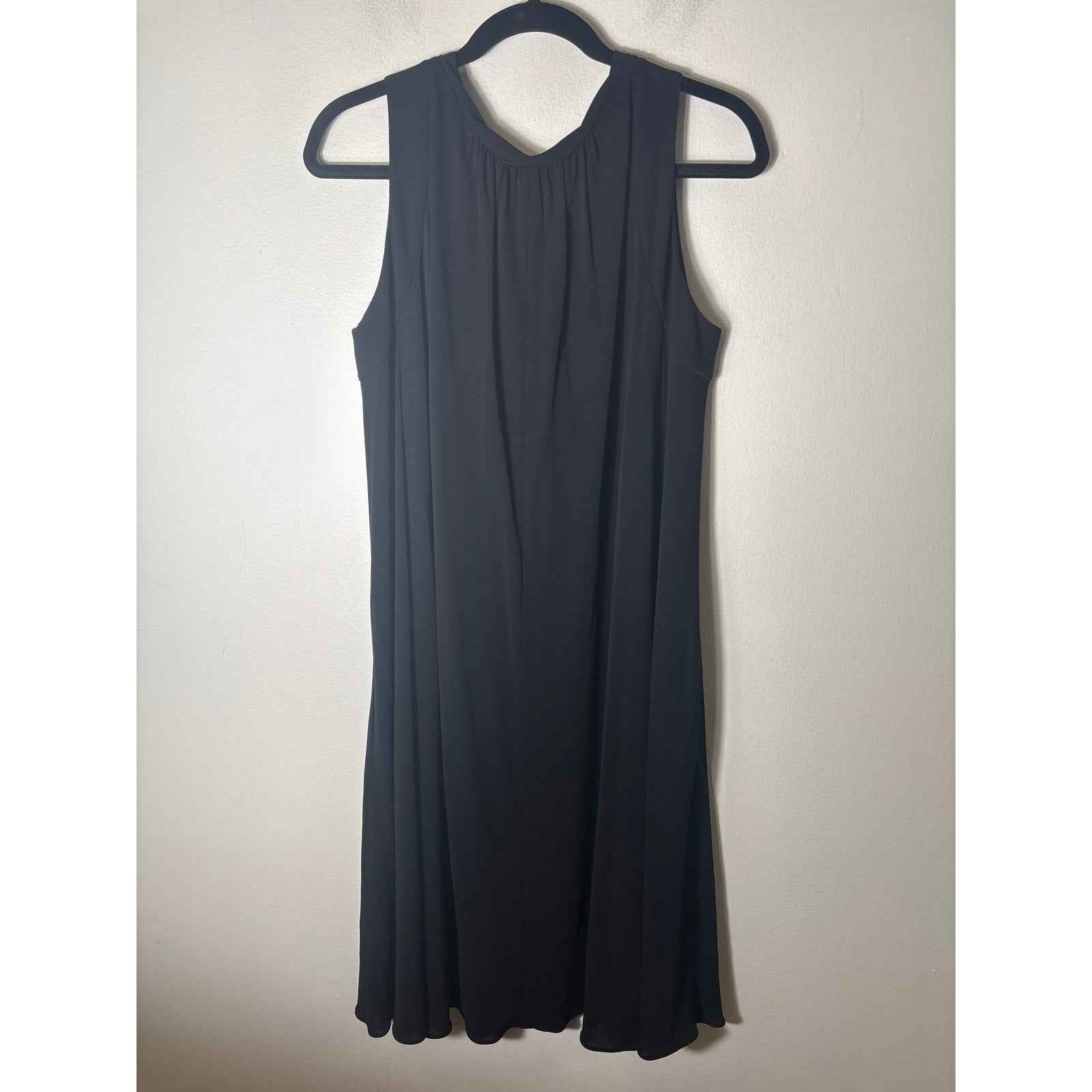 Lida Baday Black Twisted Neck Line Belted Dress Sz M