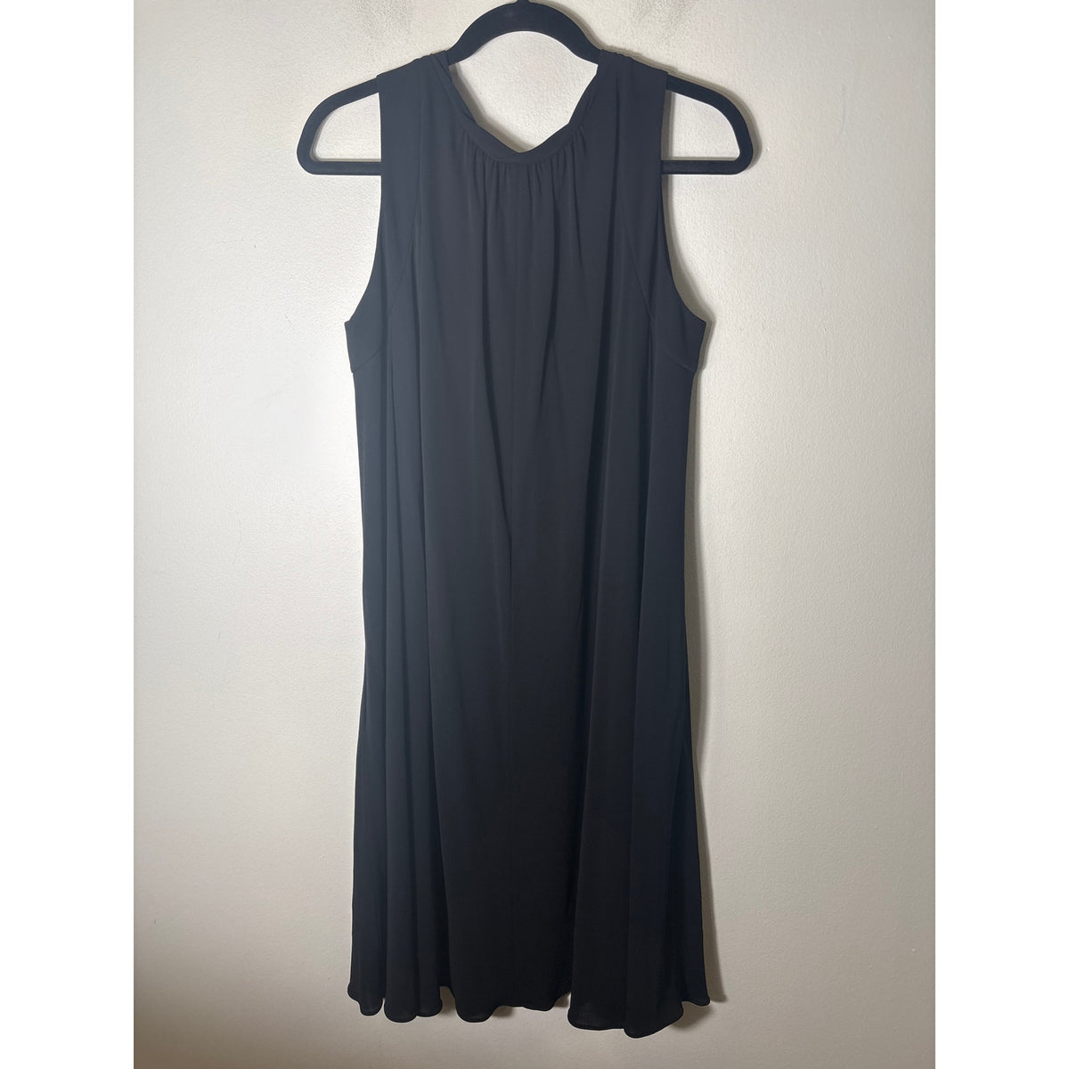 Lida Baday Black Twisted Neck Line Belted Dress Sz M