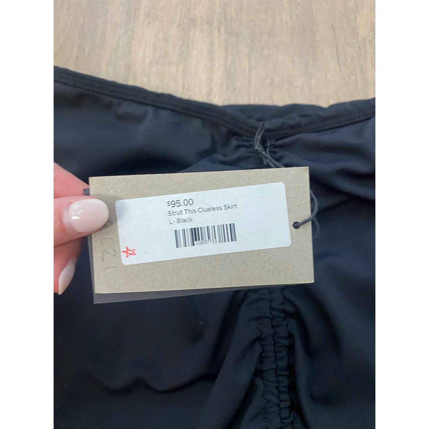 NWT Strut This Black Panty Lined Skirt Drawstring Side Sz L