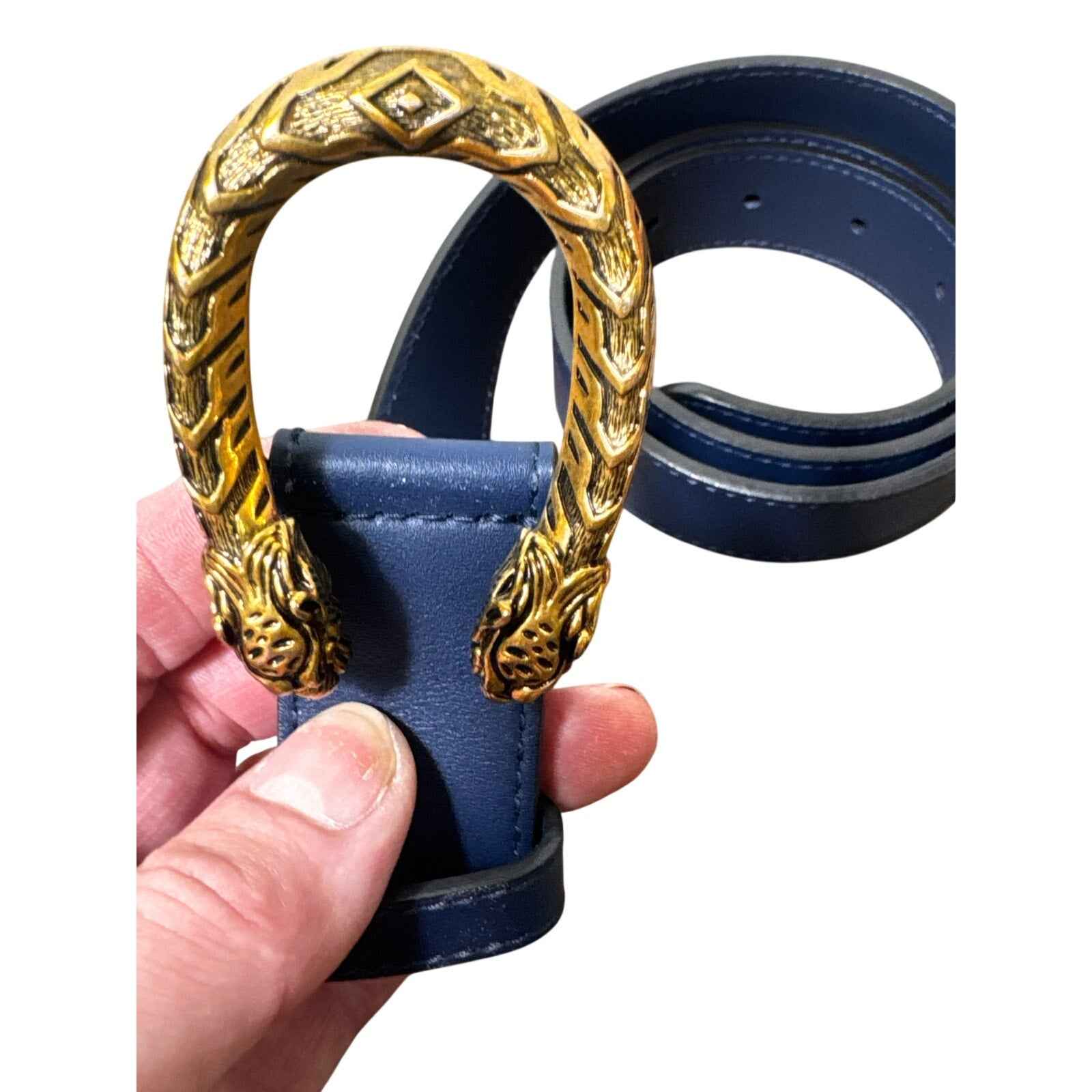 Gucci Dionysus Navy Leather Belt Sz 36"