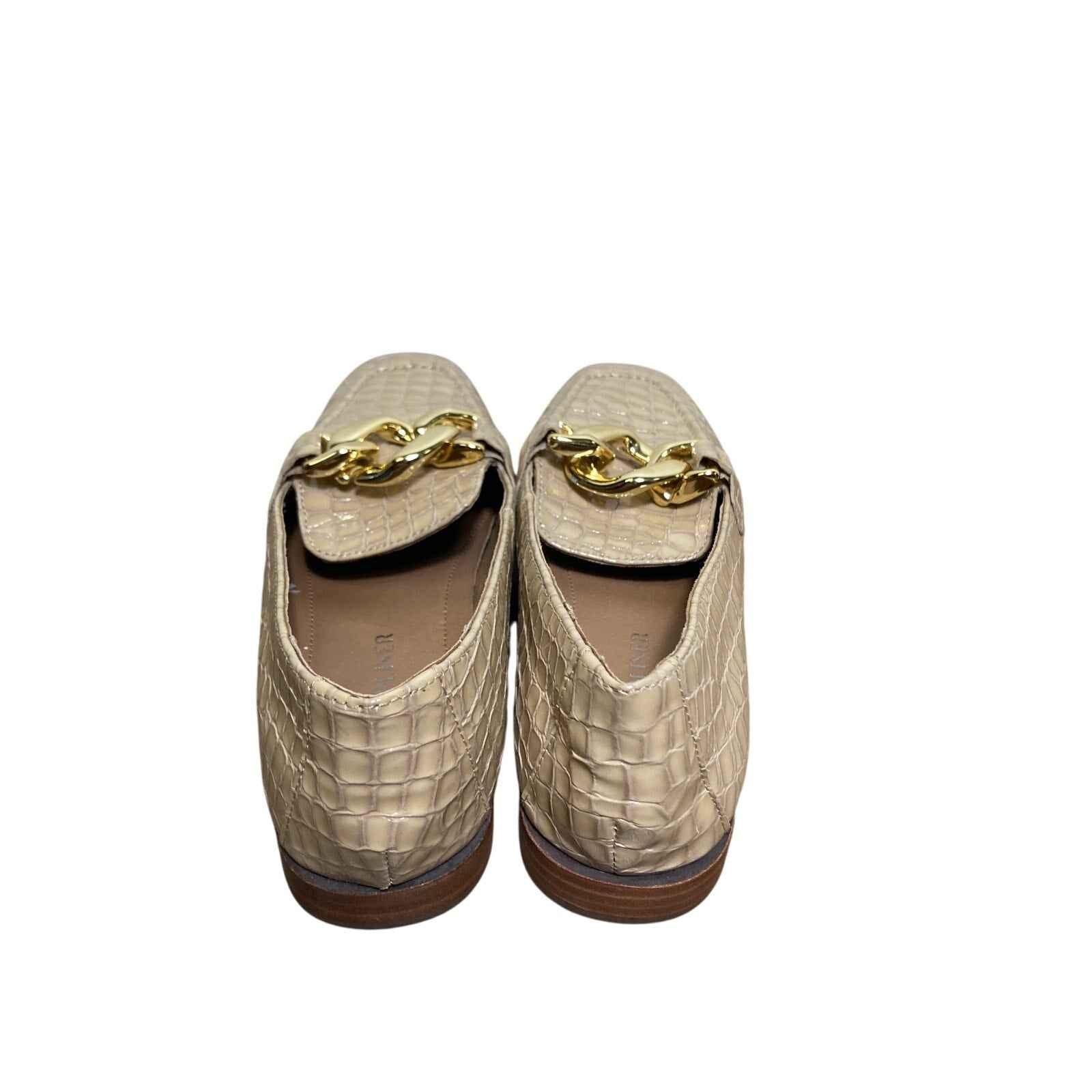 Donald Pliner Bristol Beige Patent Faux Croc Loafers Sz8