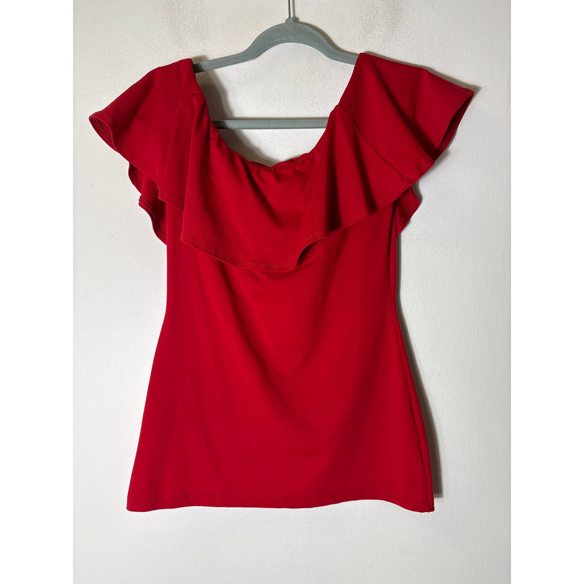 Susana Monaco Red Off The Shoulder Ruffle Top Sz S