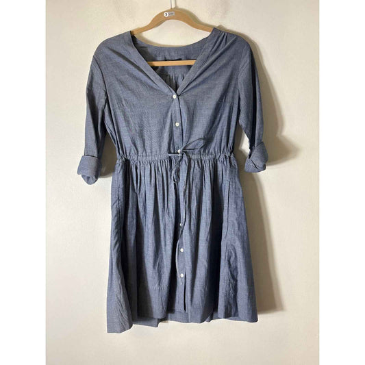 Gap Demin Blue Half Sleeve Button Up Knee Length A-Line Dress Sz 2P