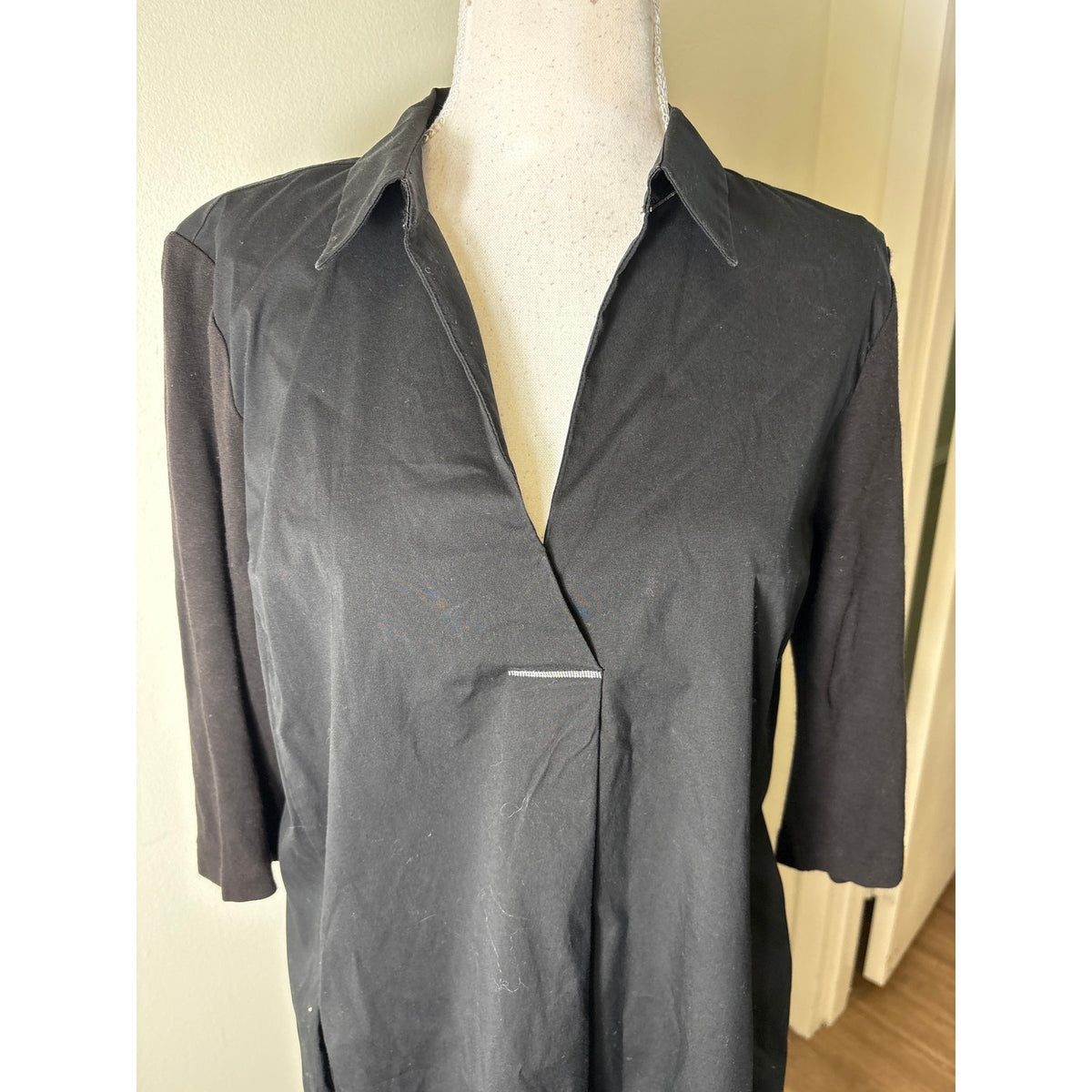 Lafayette 148 Black Mixed Media Tunic Style Dress Sz 8