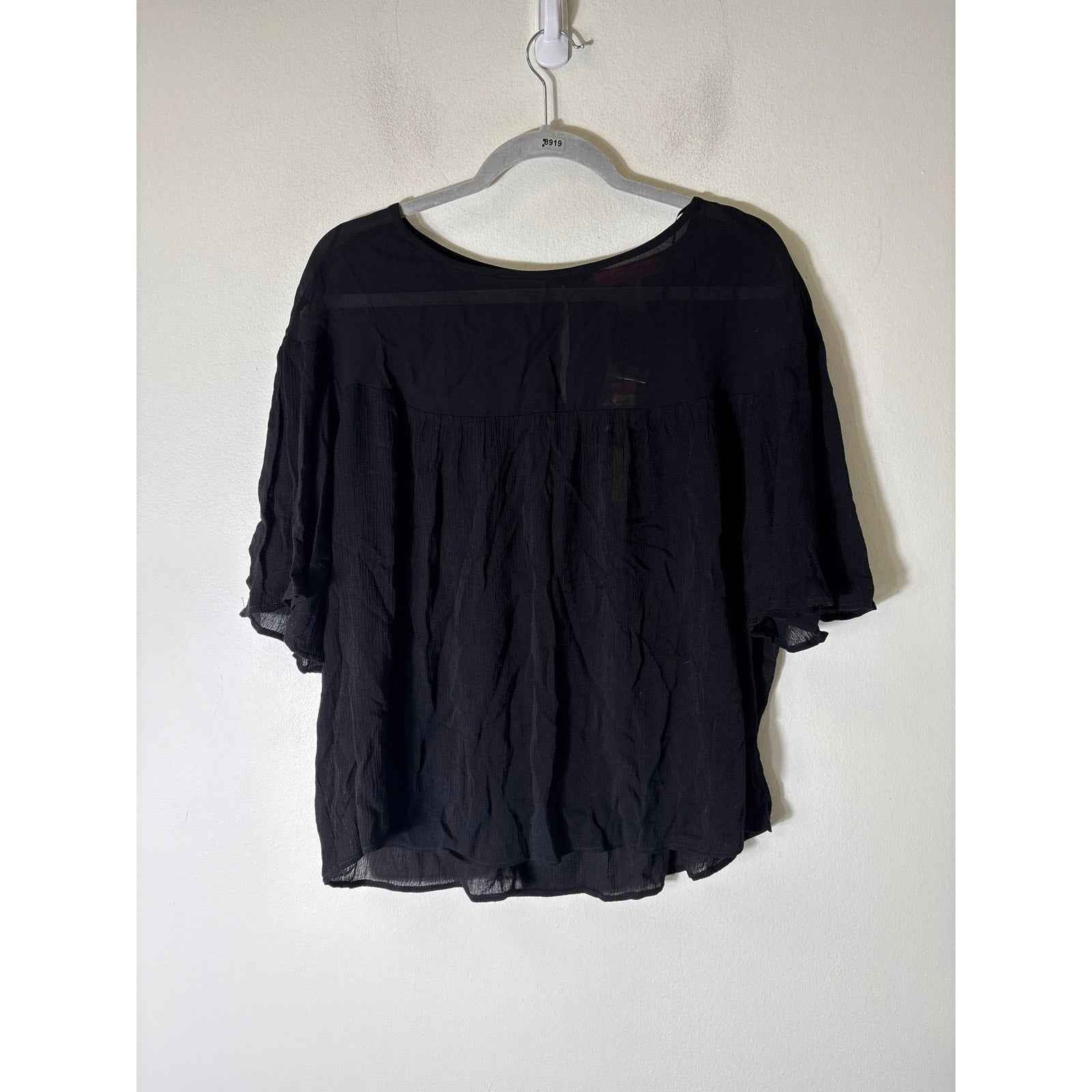 NWT Catherine Malandrino Black Sheer Half Sleeve Sz M