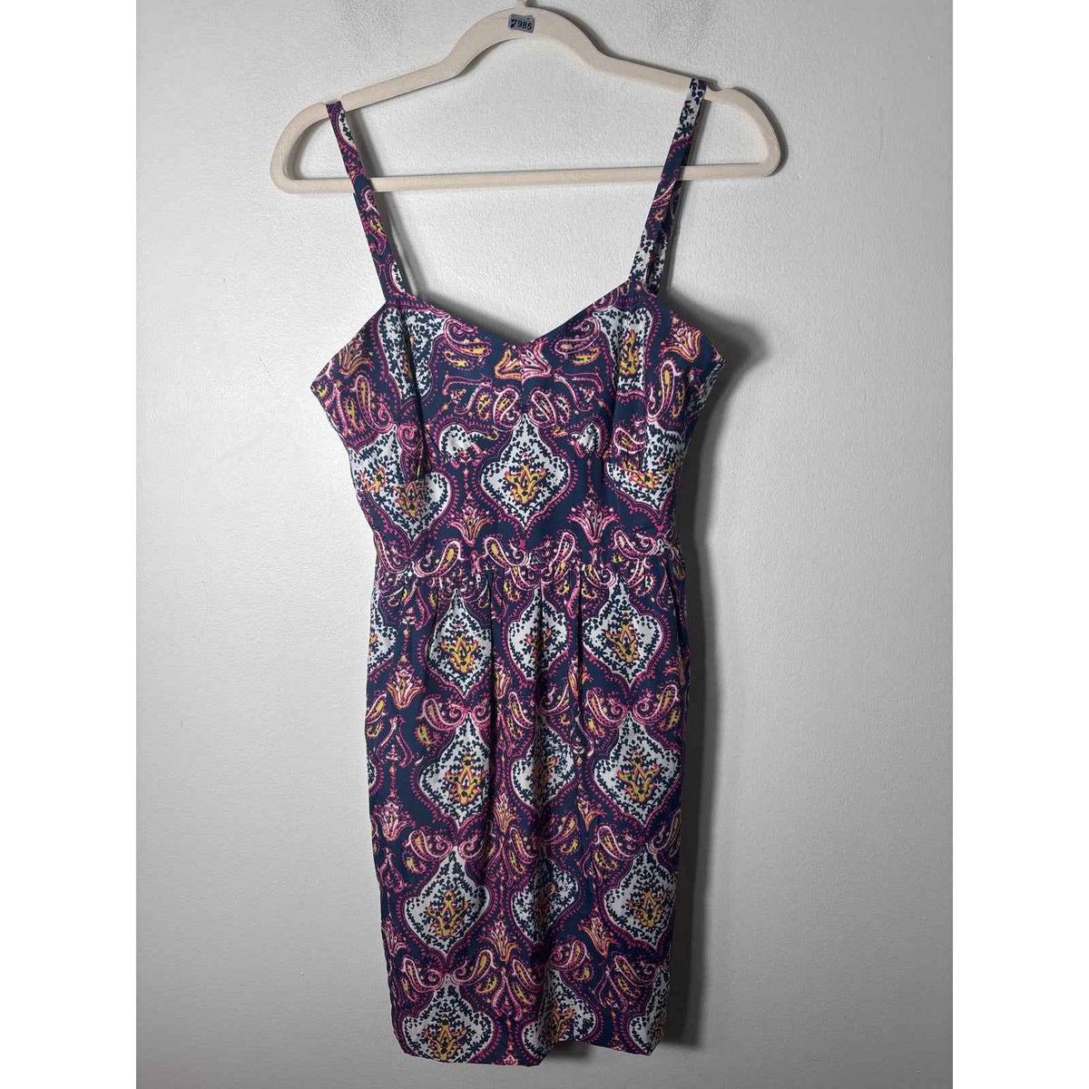 J. Crew Pink Paisley Spaghetti Strap Mini Dress Sz 4