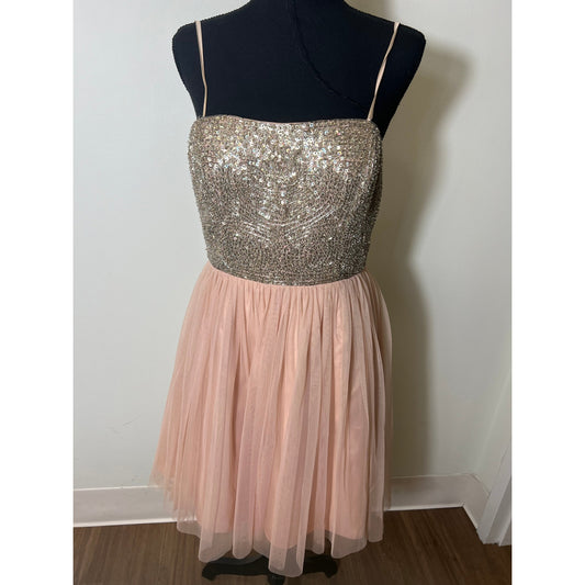 NWT Aiden Mattox Blush Pink Strapless Beaded Top Party Dress Sz 8