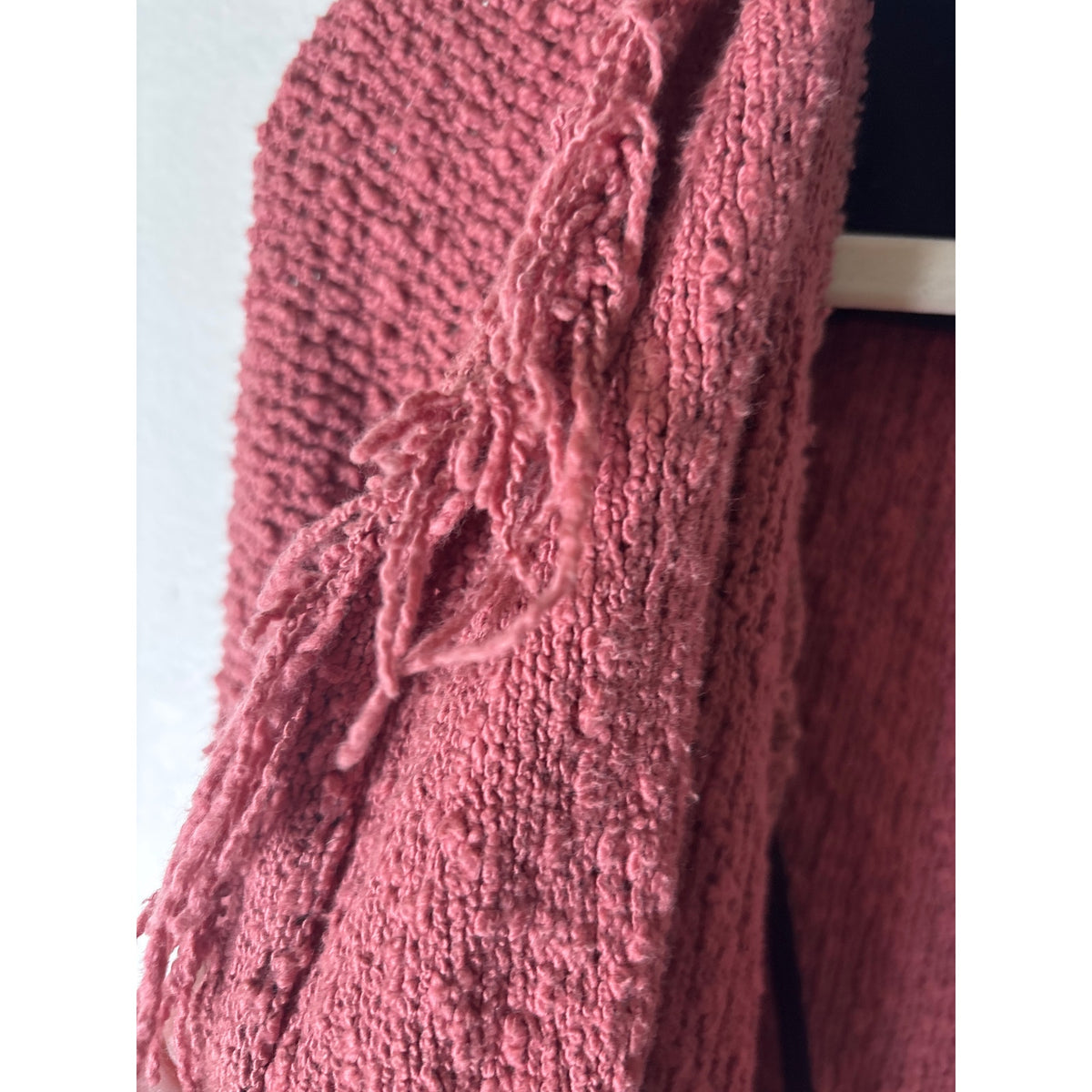 IRO Duty Pink Long Sleeve Textured Open Front Cropped Cardigan Sz 36