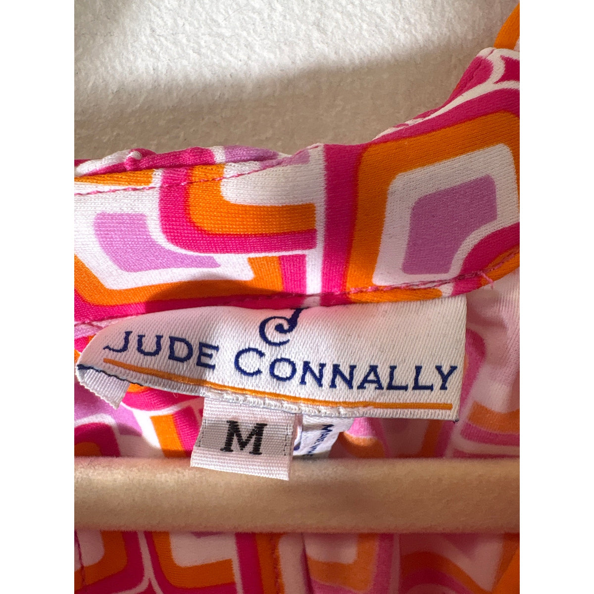Jude Connally Pink and Orange Geometric Dress Sz M