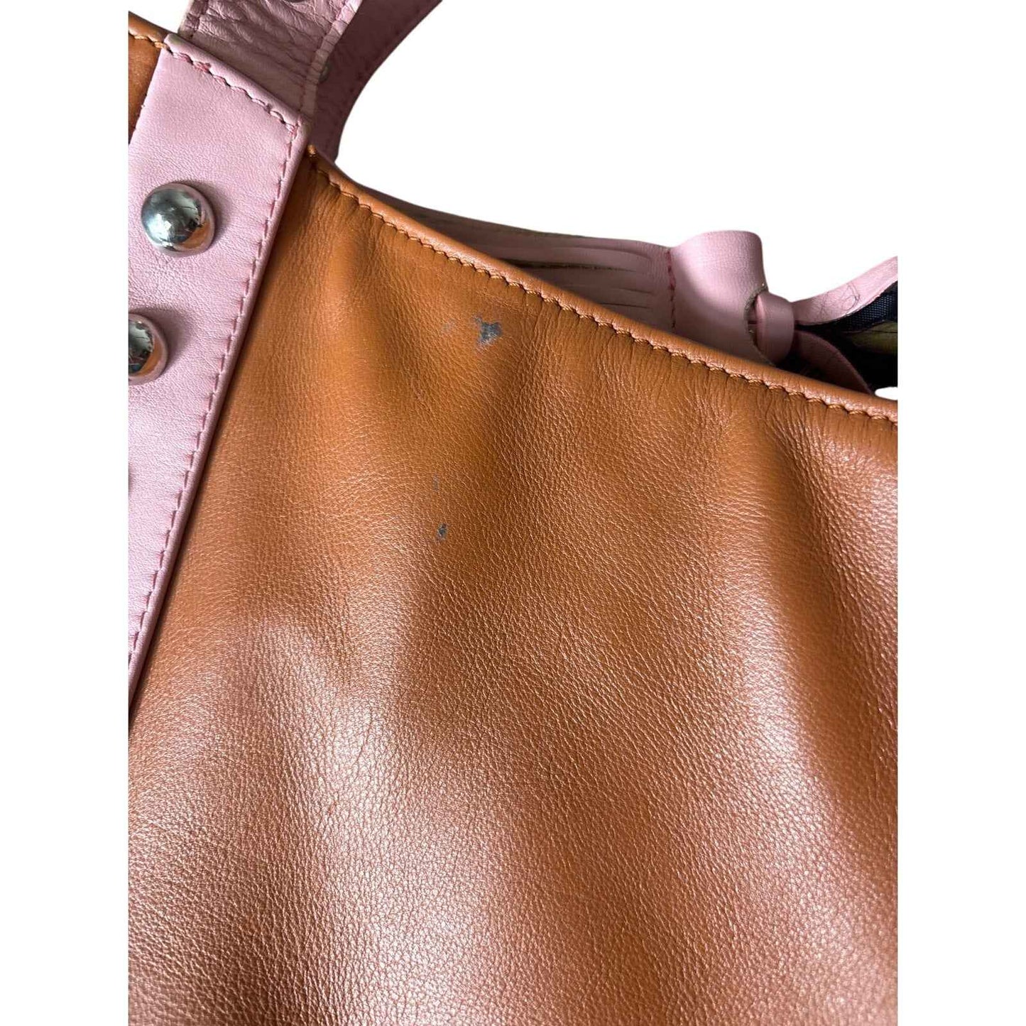 Margerie Venezia Pink Brown Large Leather Studded Tote
