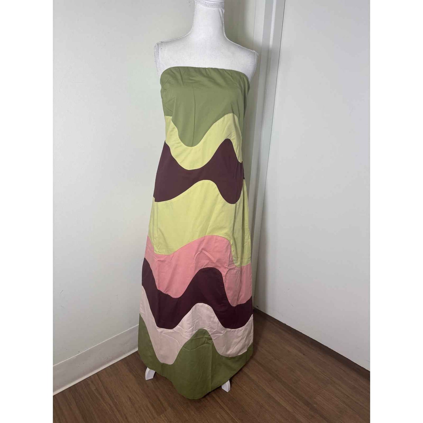 Adriana Degreas Strapless A Line Colorwave Dress Sz M