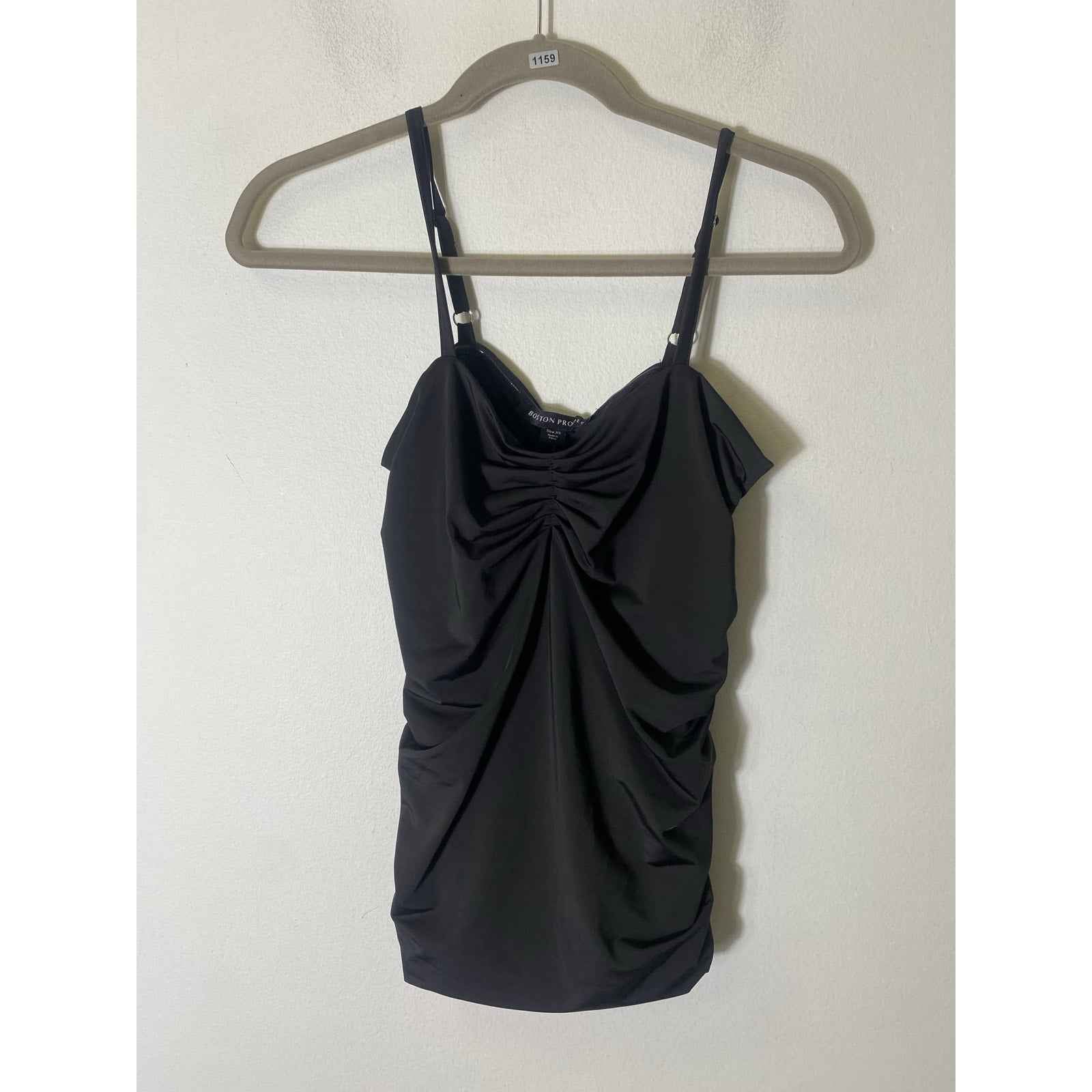 Boston Proper Black Ruched Tankini Sz XS