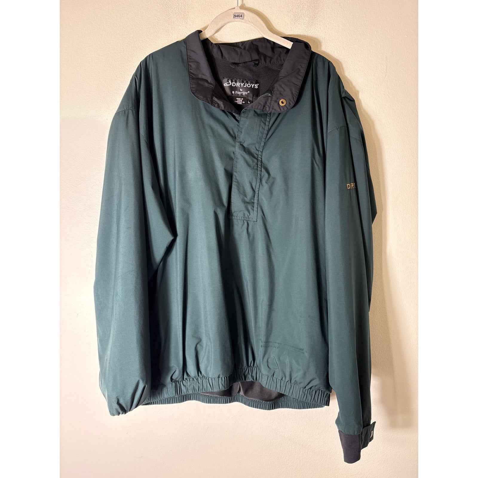 Mens Dryjoys Dark Green Long Sleeve Zip Front Rain Jacket Sz L
