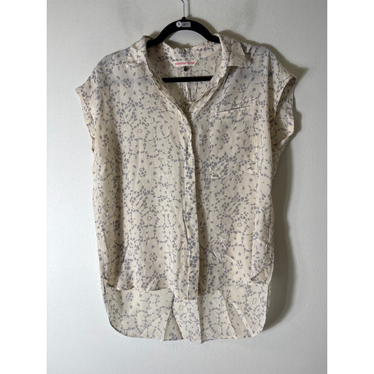 Rebecca Taylor Gray Speckled Cream Chiffon Blouse Sz 6