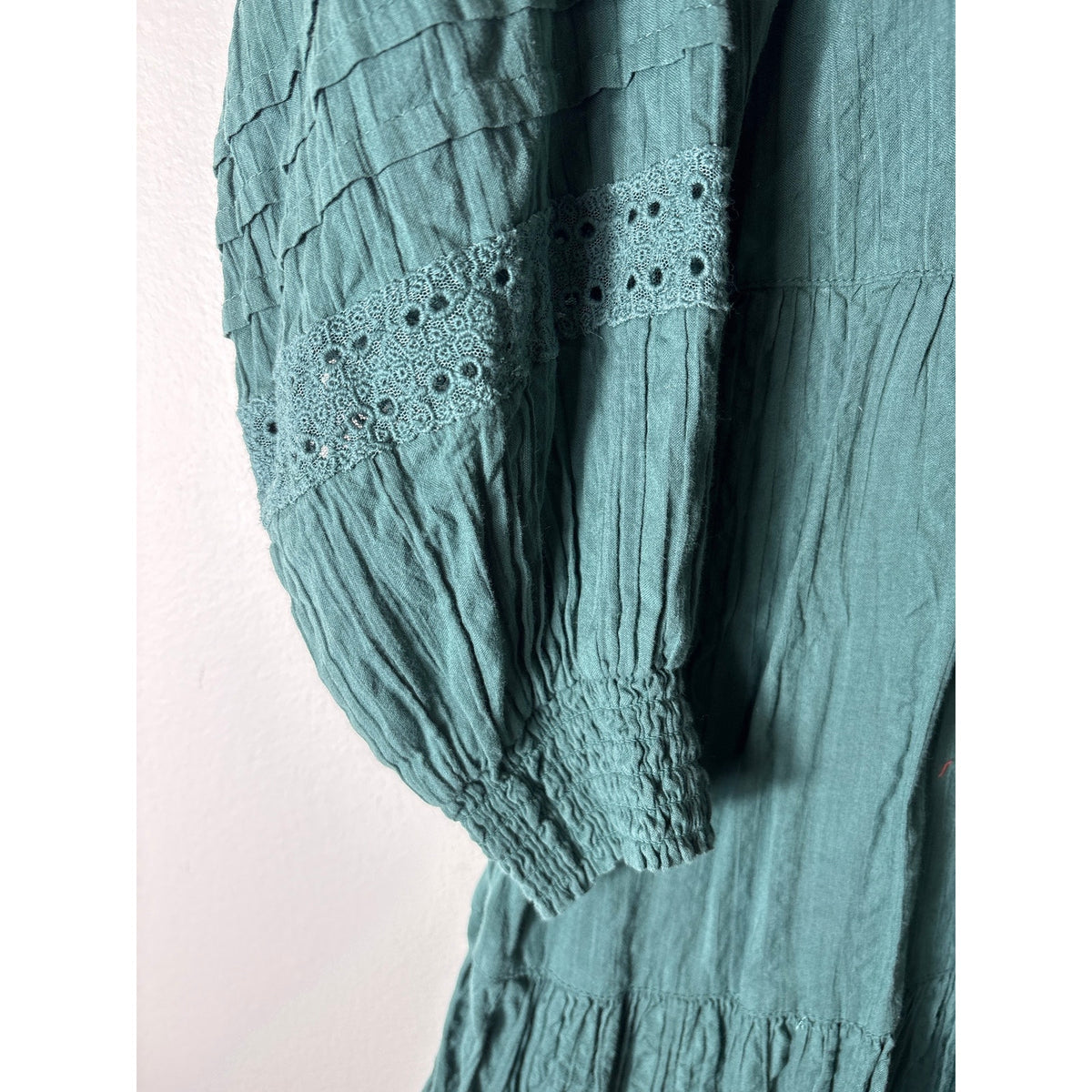 by Anthropologie Dark Green Long Sleeve Cotton Mini Dress Sz S