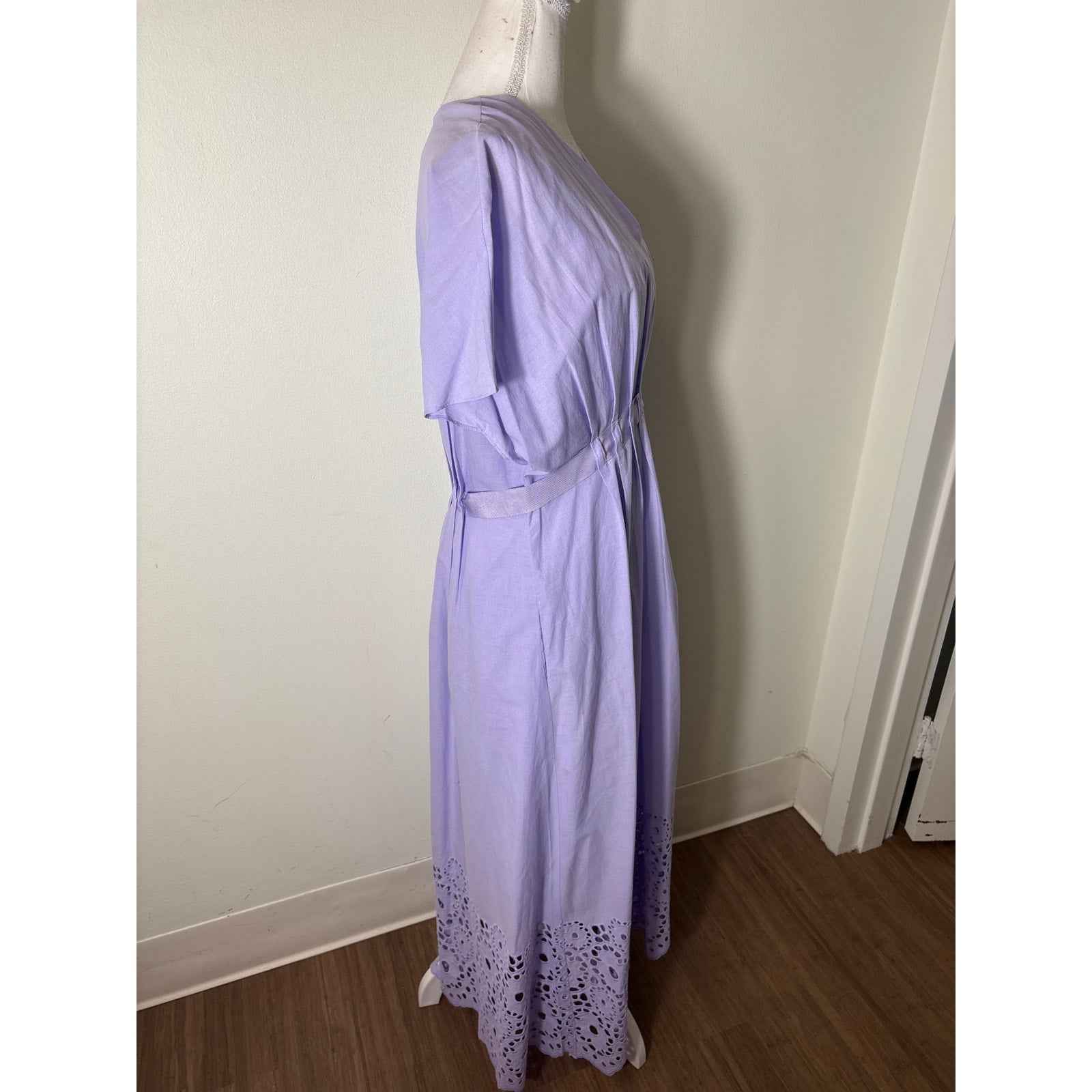 Pearl Lavendar V Neck Ribbon Tie Waist Maxi Dress Sz 6