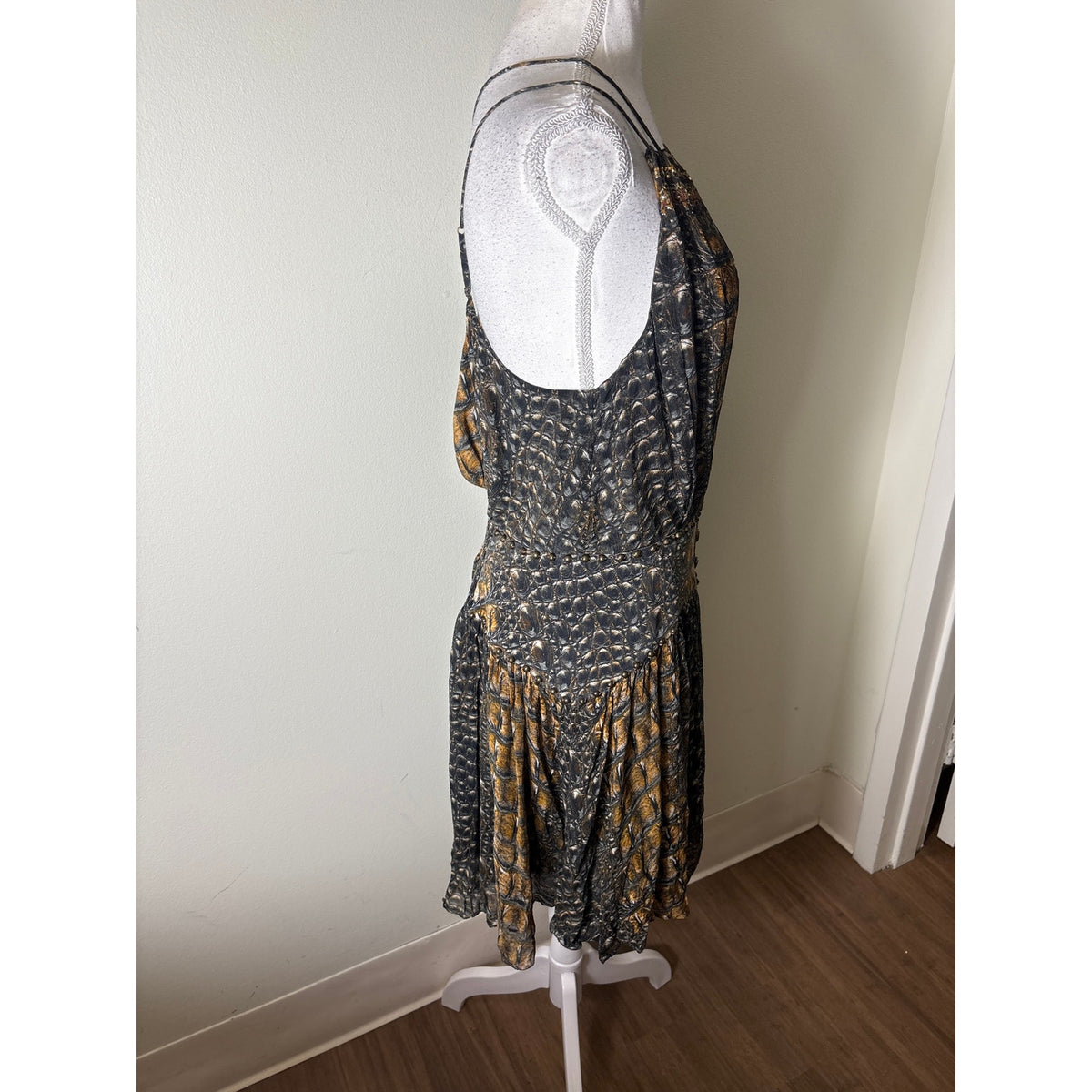 Camilla Black Silk Sleeveless Mini Dress Sz L