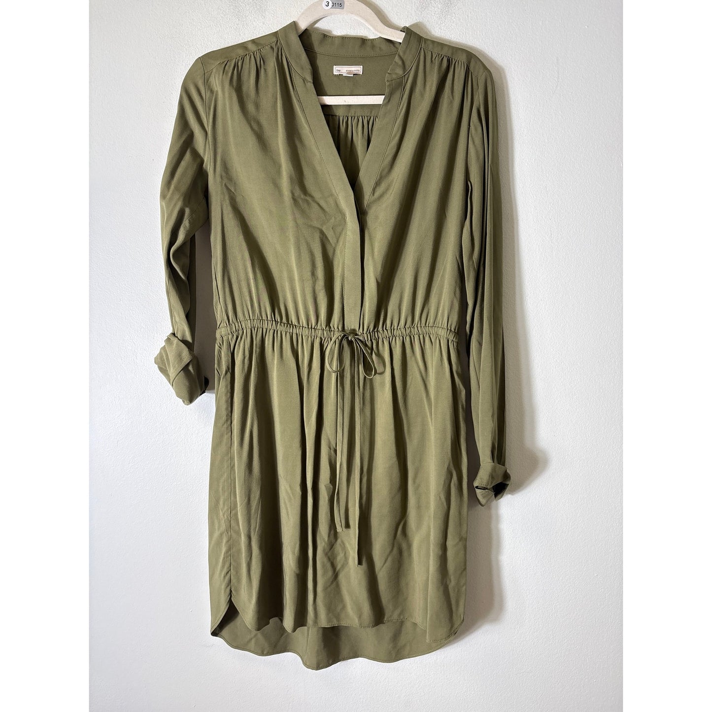 Gap Army Green Long Sleeve Knee Length Rayon Dress Sz XS