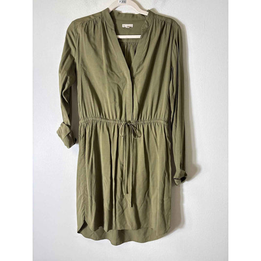 Gap Army Green Long Sleeve Knee Length Rayon Dress Sz XS