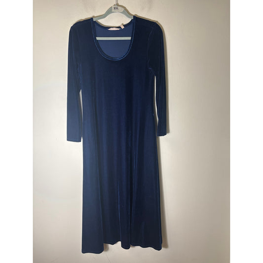 Soft Surroundings Jewel Tone Blue Velour Long Sleeve Maxi Sz XS Petite