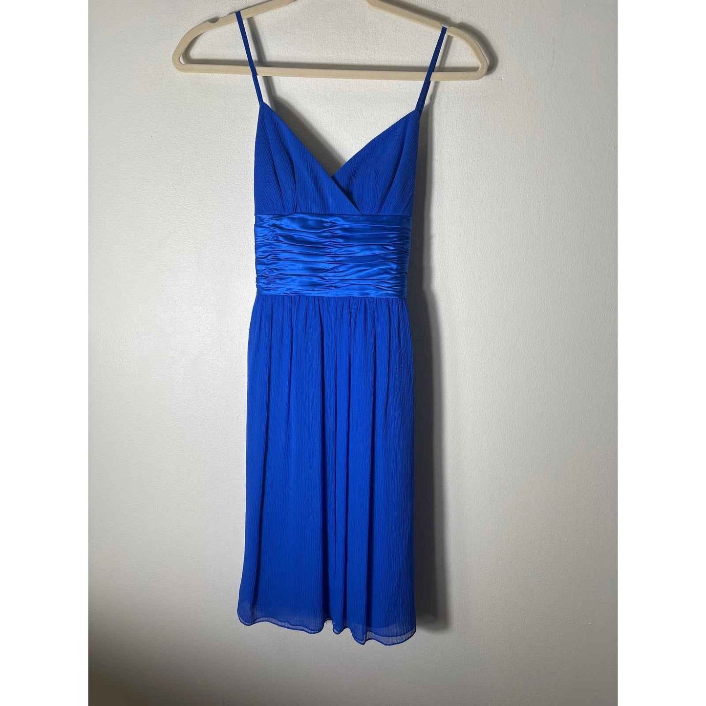 Maggie London Petites Blue Spaghetti Strap Empire Waist Cocktail Dress Sz 2P
