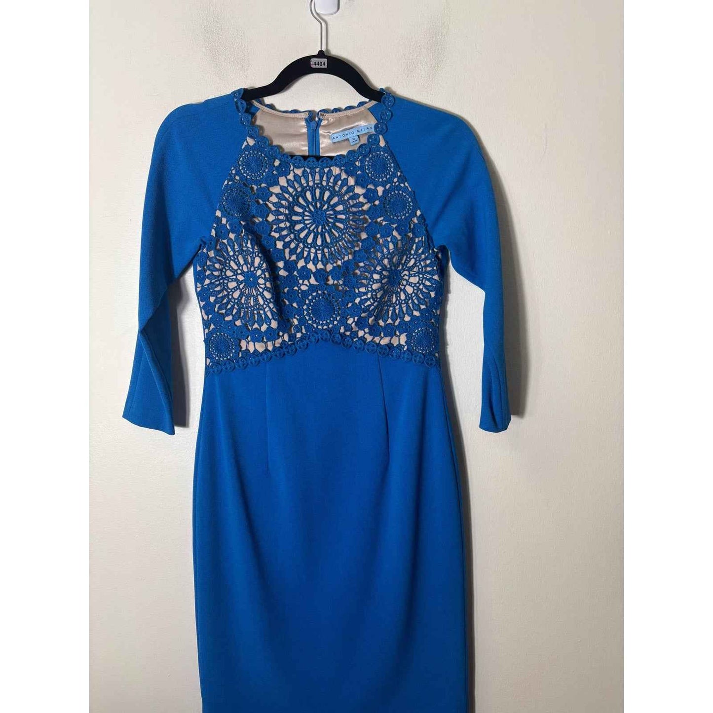 Antonio Melani Blue Long Sleeve Special Occasion Midi Dress Sz 0