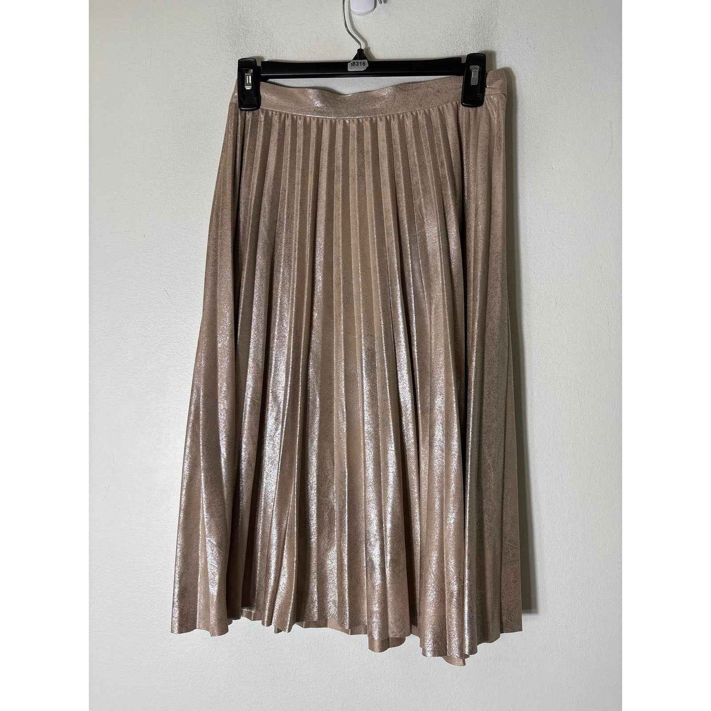 Maeve Gold Shimmer Mini Pleat Midi Skirt Sz XS