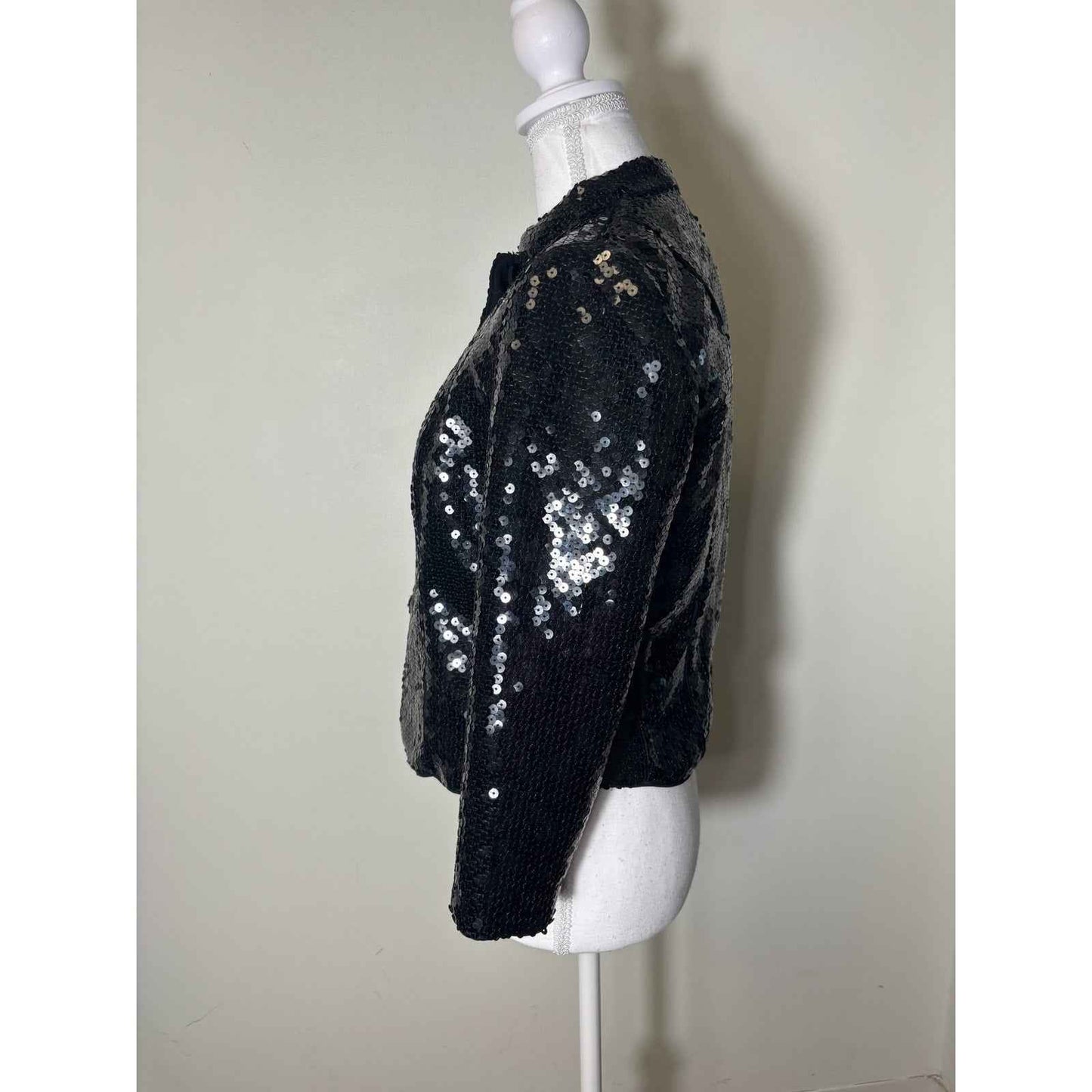 Georgio Armani Black Sequince Long Sleeve Special Occasion Short Jacket Sz 8
