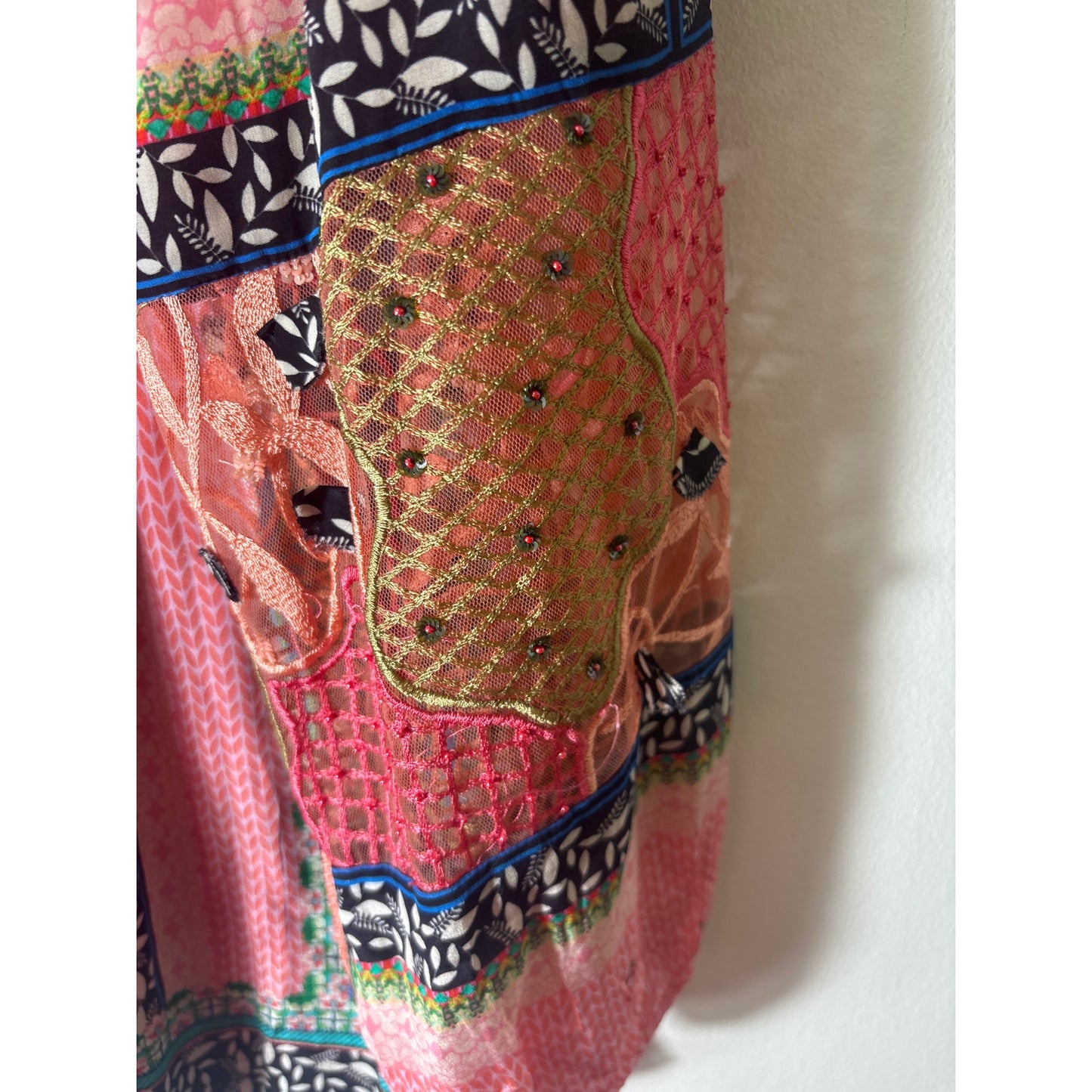 BHANUNI by JYOTI.... Pink Long Sleeve Babydoll Embroidered Tunic Sz S