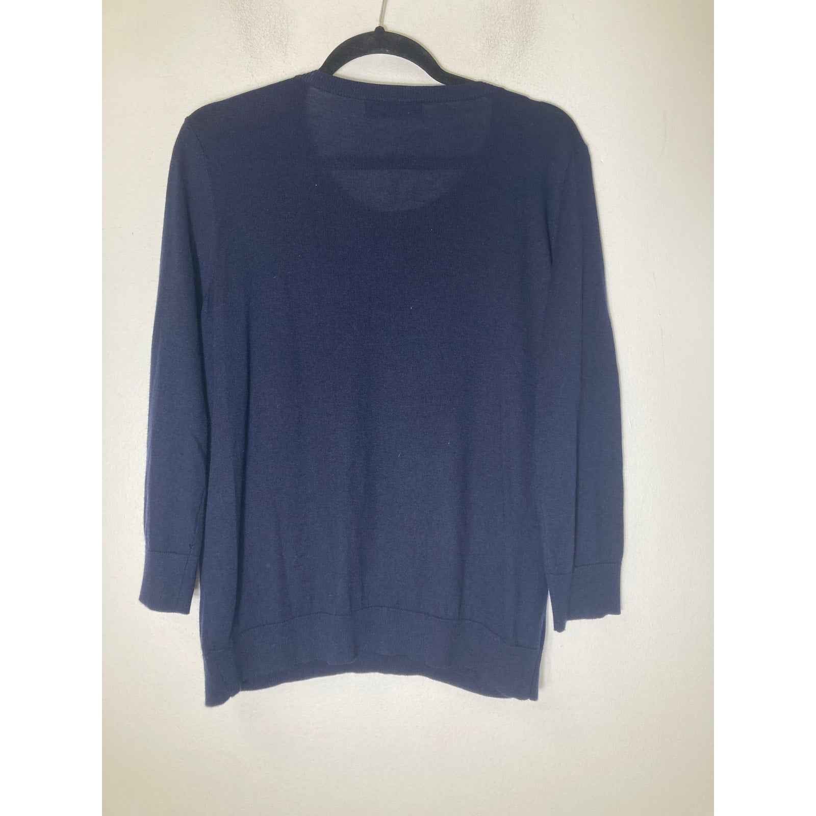 Magaschoni NY Navy Long Sleeve Rhinestone Detailing Sz L