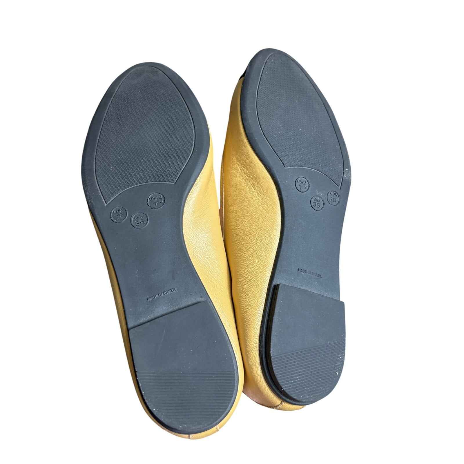 NWOB sf/ny Tan Black Leather Ballet Flats Sz 7.5