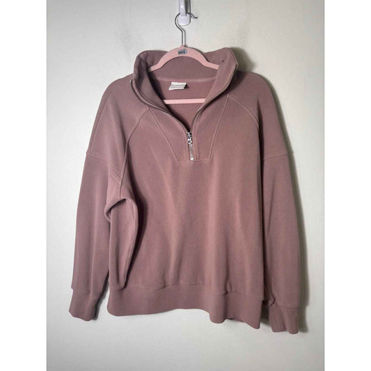 Varley Mauve 1/4 Zip Ribbed Pullover Sz L
