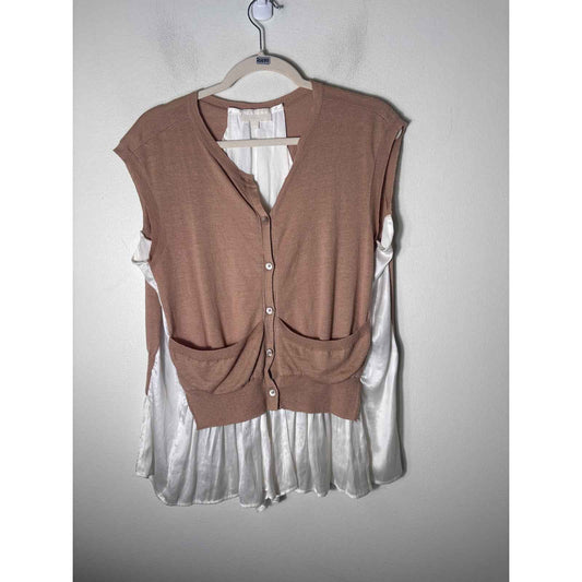 Maille Clu Tan White Sleeveless Layered Sweater Sz XS