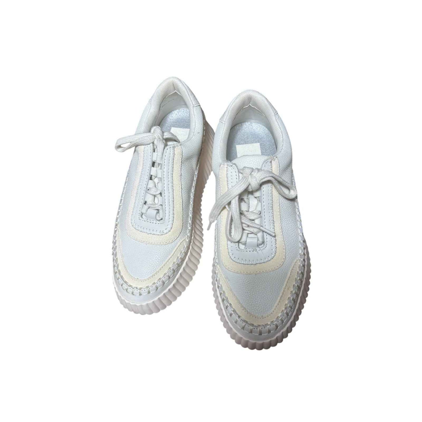 Dolce Vita Leather Stitched Cream/White Tennis Shoes sz 8