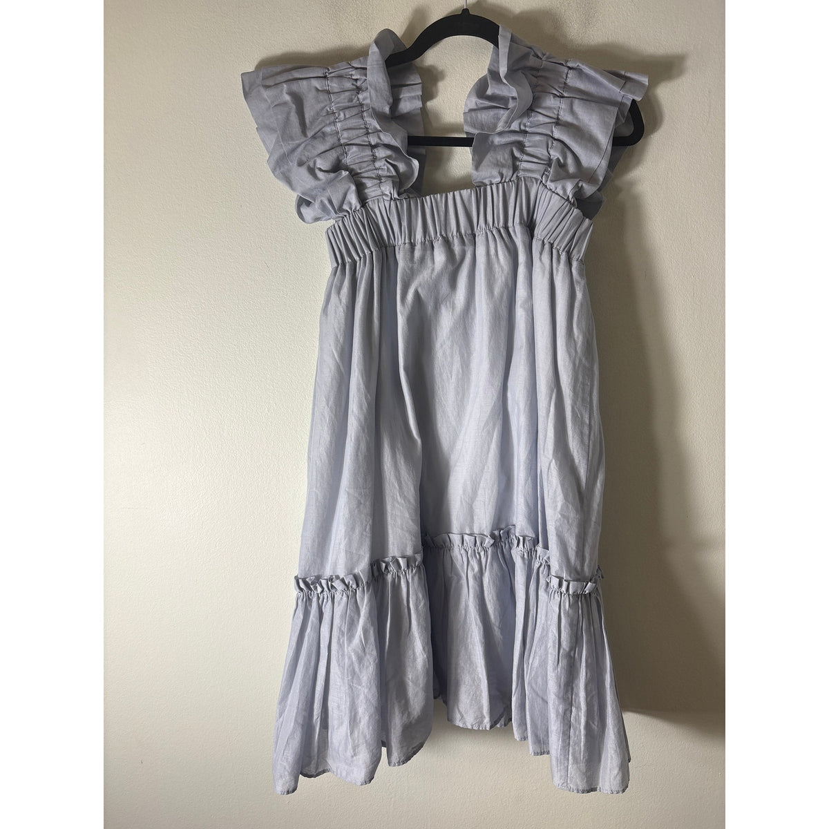 Inclan Studio Houston Powder Blue Ruffle Mini Dress Sz S