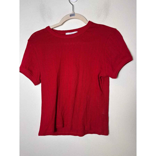 Pearl by Lela Rose Red Cotton Tee Shirt Sz M
