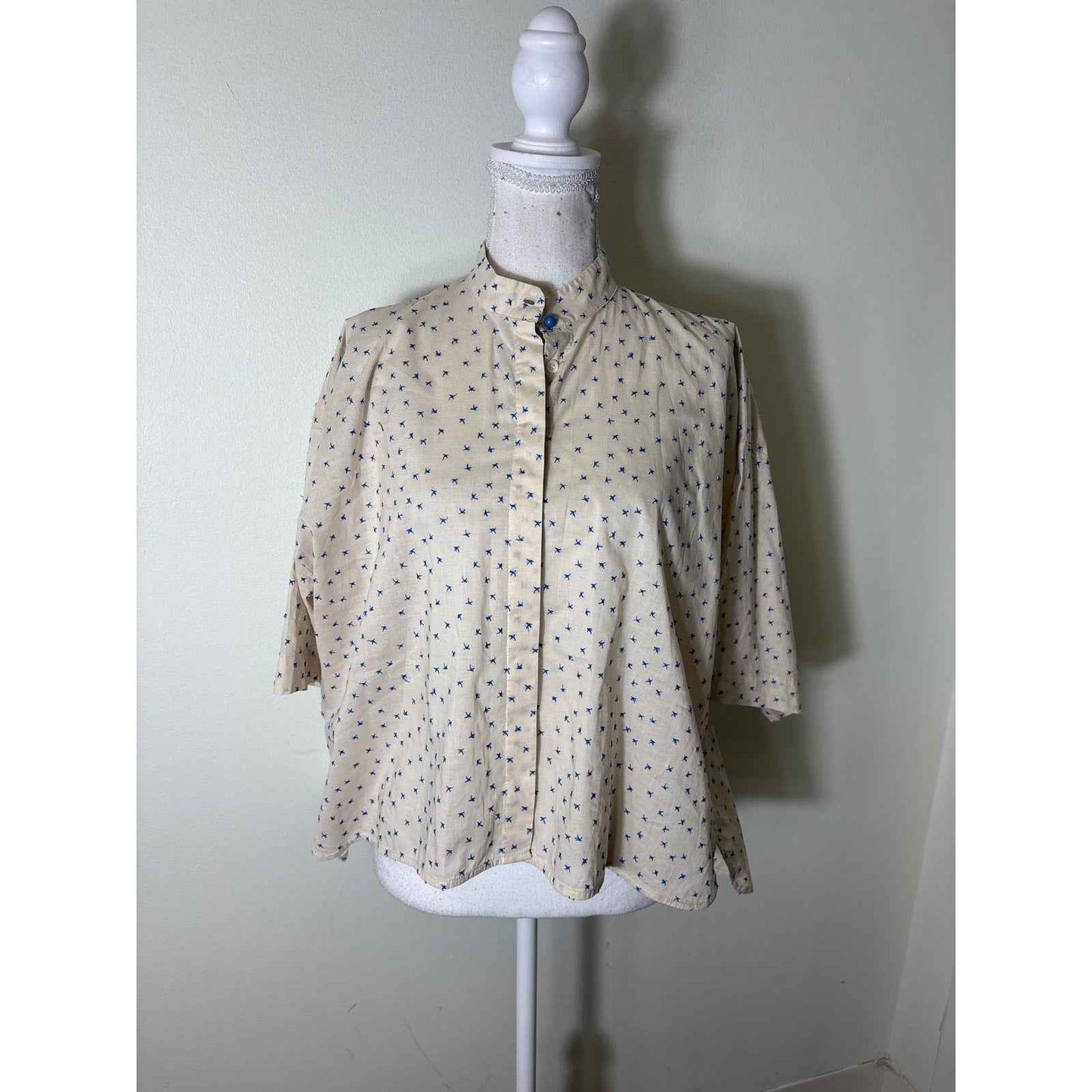 Ottod'Ame Cream with Blue Stitch Sz 6