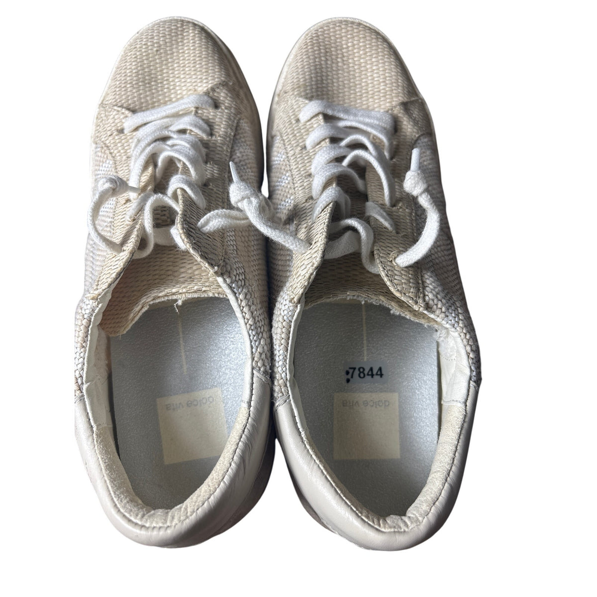 Dolce Vita Off White Canvas Stripe Fashion Sneakers sz 8