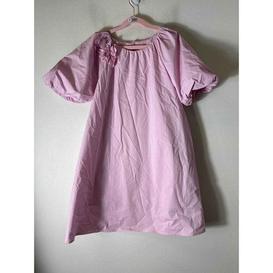 Girls Zara Pink Cotton Short Puff Sleeve Dress Sz 12